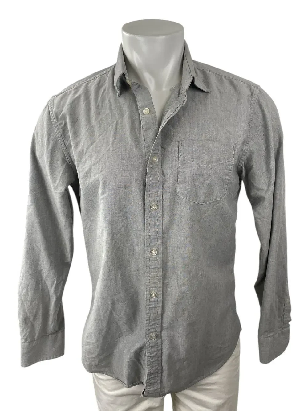 Banana Republic Men's Gray Grant Fit Oxford Long Sleeve Button Down Shirt Top M